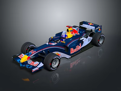 Red Bull Formula 1 Racing Car With Blue And Red Streamlined Design And Sponsor Logo 3d model