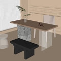 Modern Balcony Desk and Chair Balcony Tea Table and Chair 3d model