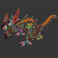 Lego Style Mechanical Dragon Figure With Orange Black Parts And Mechanical Structure
