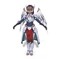 Armored Winged Angel Warrior In White Red Armor With Mythical Design