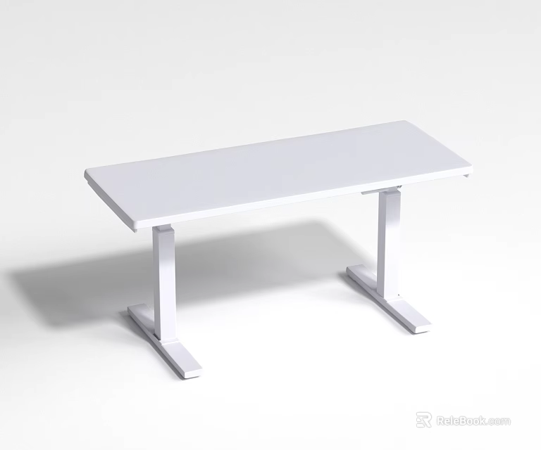 Modern Functional Desk With White Rectangular Tabletop And Sturdy Legs 3d model 