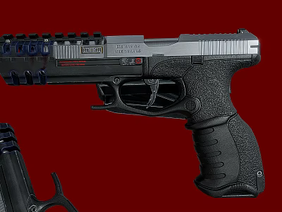 Modern Tactical Pistol With Black Silver Finish And Ergonomic Grip 3d model