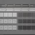 Various White And Gray Switch Panels With Different Switches And Sockets 3d model