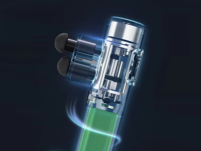 Modern Technological Medical Device With Transparent Structure Internal Components Green Liquid And Blue Light Effects 3d model