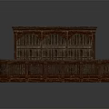 Traditional Wooden Counter And Bookshelf With Carved Details Arch Shelves And Drawer Cabinet