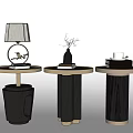 Light Luxury Round Table Side Table Coffee Table Side Table Low Table Coffee Table Round Table Decorative Table Bedside Table Lamp Plant Ornaments 3d model