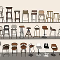 Bar Stools with Various Modern Designs and Styles in Collection 3d model