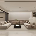 Modern Tea Room Interior With Minimalist Design Furniture And Greenery
