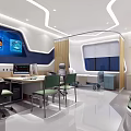 Modern Medical Room Interior With Desk Computer Green Chairs Large Screen Displays And Equipment