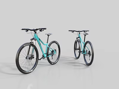 Teal Mountain Bicycles In Minimalist Studio Setting 3d model