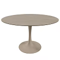 Round Light Tone Dining Table With Spiral Base And Minimalist Design 3d model