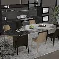 Modern Restaurant Interior With Marble Dining Table Comfortable Chairs And Modern Decor 3d model