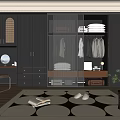 Modern Black Wardrobe With Glass Door Drawers And Dressing Table Interior