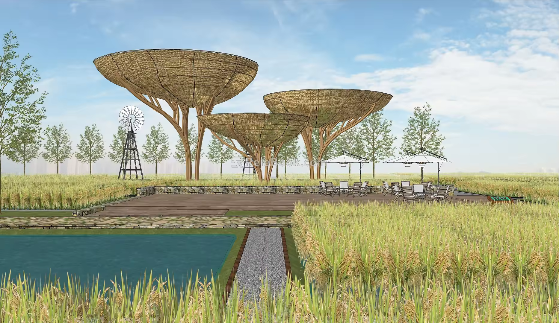 Modern Paddy Field Paddy Field Landscape 3d model