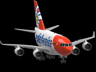 Airberlin Commercial Airplane Red White Body Colored Tail And Four Engines 3d model