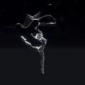 Elegant Decorative Light With Dynamic Dancer Silhouette And Light Dot Design On Black Background 3d model