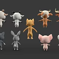 Colorful 3D Cute Cartoon Animal Characters With Cow Sheep Dog Rabbit And Cat