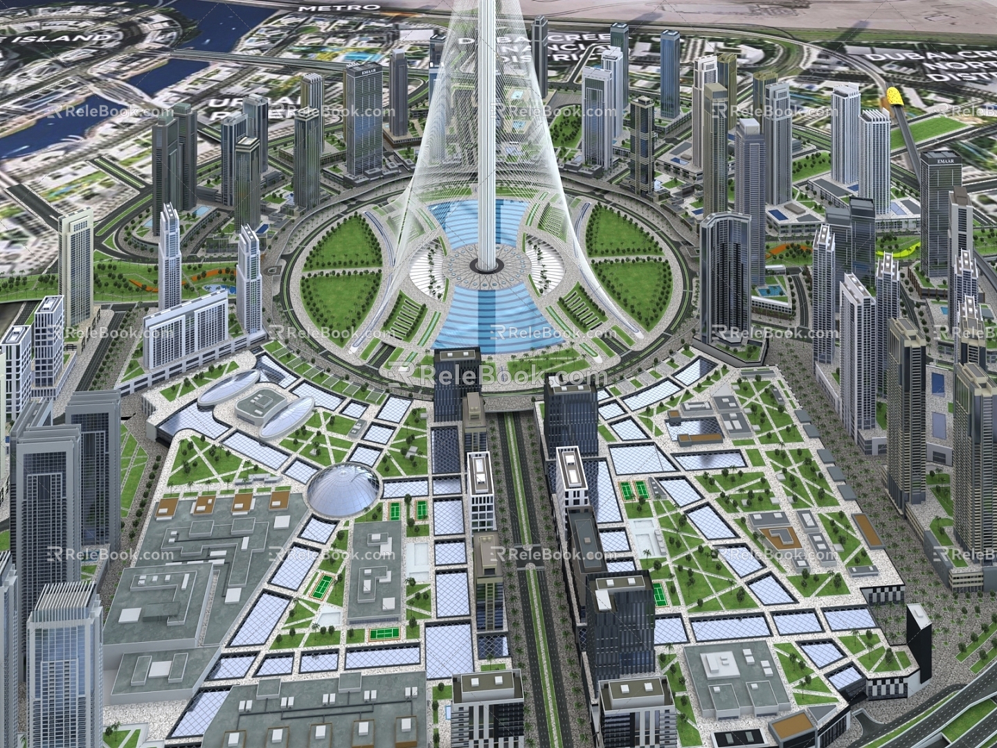 Dubai Tower City CBD Commercial Street Future City 3d model