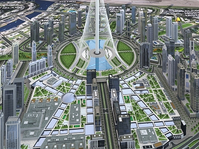 Dubai Tower City CBD Commercial Street Future City 3d model