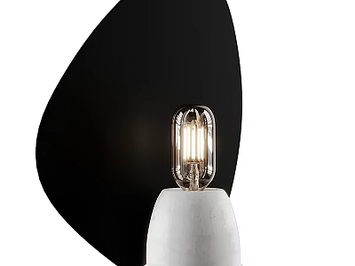 Modern Minimalist Table Lamp With White Concrete Base Clear Bulb And Black Arc Accent 3d model