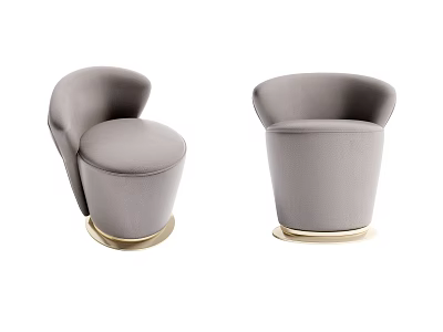 Two Modern Gray Upholstered Stools With Elegant Gold Metal Base 3d model