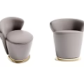 Two Modern Gray Upholstered Stools With Elegant Gold Metal Base 3d model