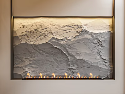 Modern Textured Background Wall With Neutral Tones And Golden Trim 3d model