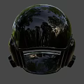 Modern Black Tactical Weapon Helmet With Sleek Shiny Surface And Face Shield