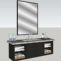 Modern Bathroom Vanity With Large Mirror Marble Countertop And Storage Cabinets