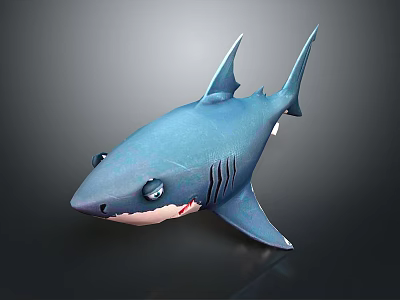 Blue Toy Shark With Detailed Teeth Pink Mouth And Sharp Fins 3d model