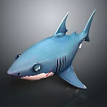 Blue Toy Shark With Detailed Teeth Pink Mouth And Sharp Fins