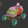 White And Orange Off Road Vehicle With Satellite Dish Spotlights And Large Wheels