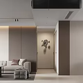 Modern Living and Dining Room Interior Design With Sofa Coffee Table And Decorative Wall Art