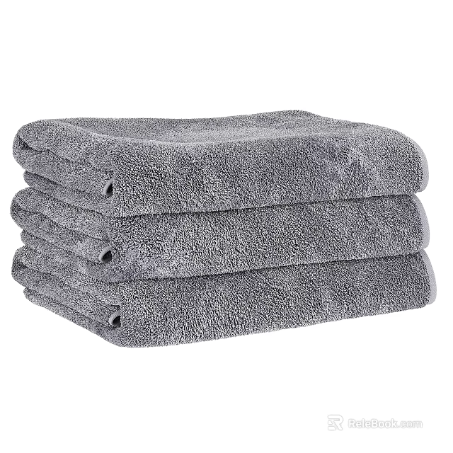 Set of Soft Gray Absorbent Cotton Towels Stacked Neatly for Bathroom Daily Use 3d model 