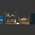 Single Bed With Wooden Pallet Blue Barrel Metal Shelf And Yellow Cartons