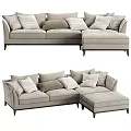 Comfortable Light Gray Sectional Sofa with Multiple Cushions and L-shaped Design 3d model