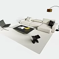 Modern Sofa Background Wall Interior With White Couch Floor Lamp And Coffee Table 3d model