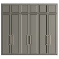 Modern Gray Paneled Wardrobe With Multiple Doors And Metal Handles Design 3d model