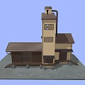 Traditional Style Multi Level Building With Tile Roof Windows And Tower Structure