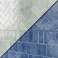 Decorative Wall Tiles With Herringbone And Rectangular Patterns In Light Green White Dark Blue 3d model