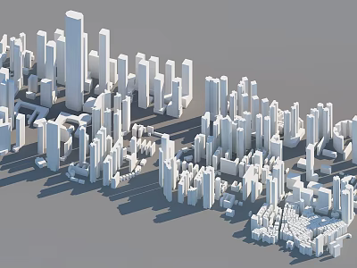 White Urban Architecture 3D Model With Tall Skyscrapers And Diverse Structures 3d model