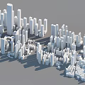 White Urban Architecture 3D Model With Tall Skyscrapers And Diverse Structures