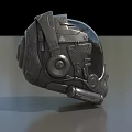 Futuristic Black Mechanical Helmet With Metallic Sleek Design And Visor Aesthetic