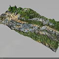 Terrain Model Featuring Green Vegetation Water Bodies And Natural Landform Details