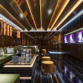 Luxurious KTV Interior Design With Modern Sofas Ambient Lighting And Decorative Tables 3d model