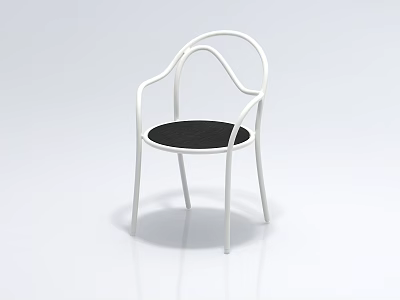 Modern Leisure Chair with Sleek White Curved Frame Black Cushion and Minimalist Design 3d model
