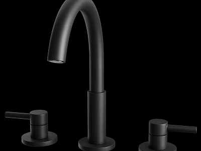 Modern Black Faucet With Sleek Curved Spout And Two Handles For Kitchen 3d model