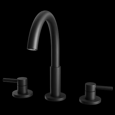 Modern Black Faucet With Sleek Curved Spout And Two Handles For Kitchen 3d model