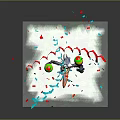 Vibrant Flying Toucan Standing On Green Grass With Colorful Streamers Confetti And Balloons