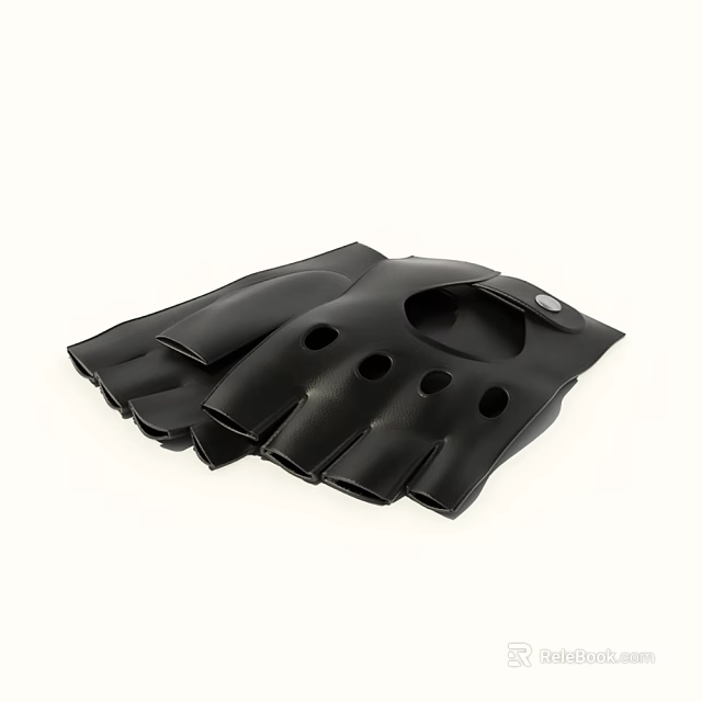 Modern Black Leather Wall Decor With Holes And Metal Buckle Accents 3d model 